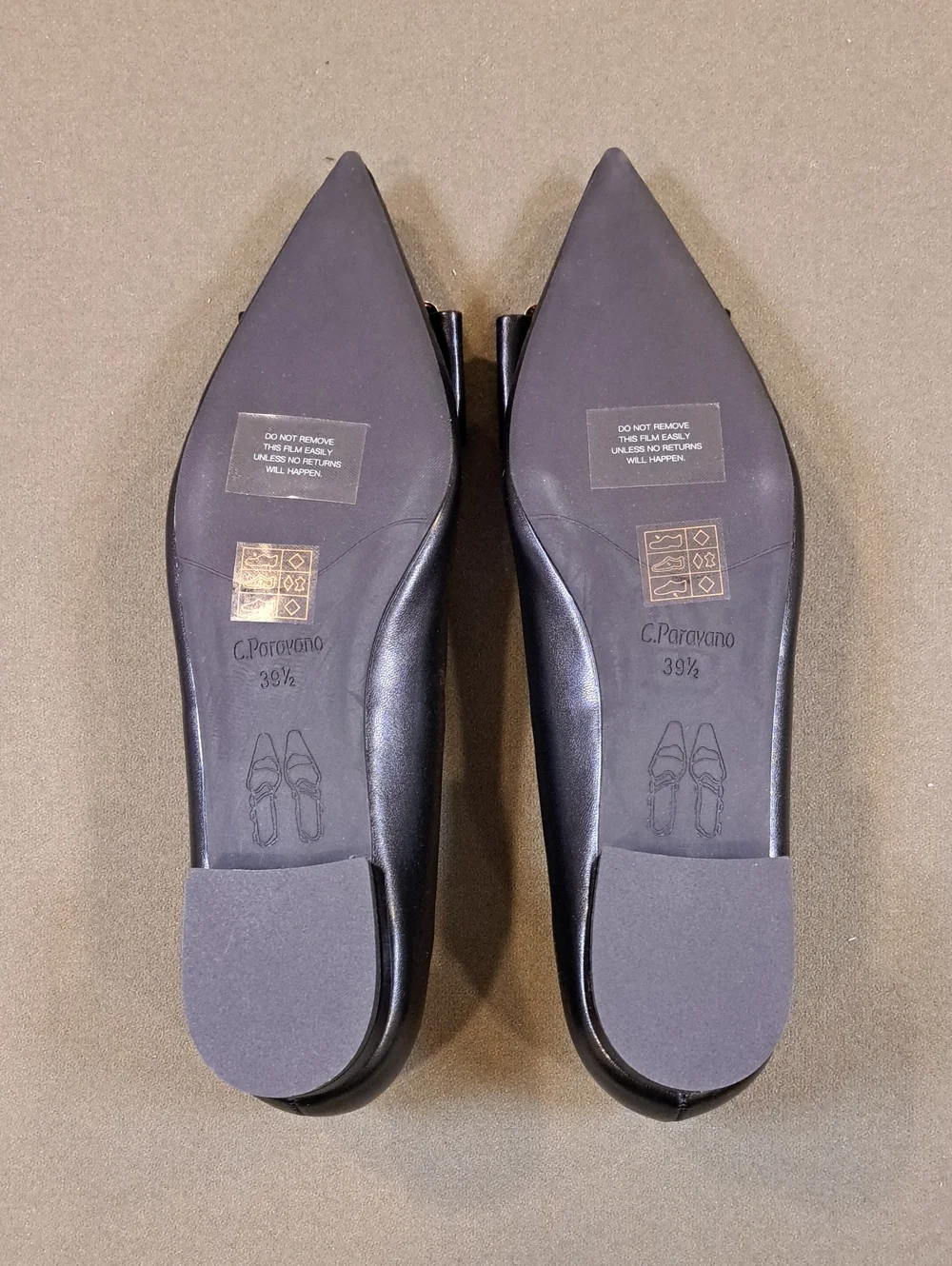 C. Paravano Square Buckle Flats (Aida) - Color: Black - Size: EU 39.5